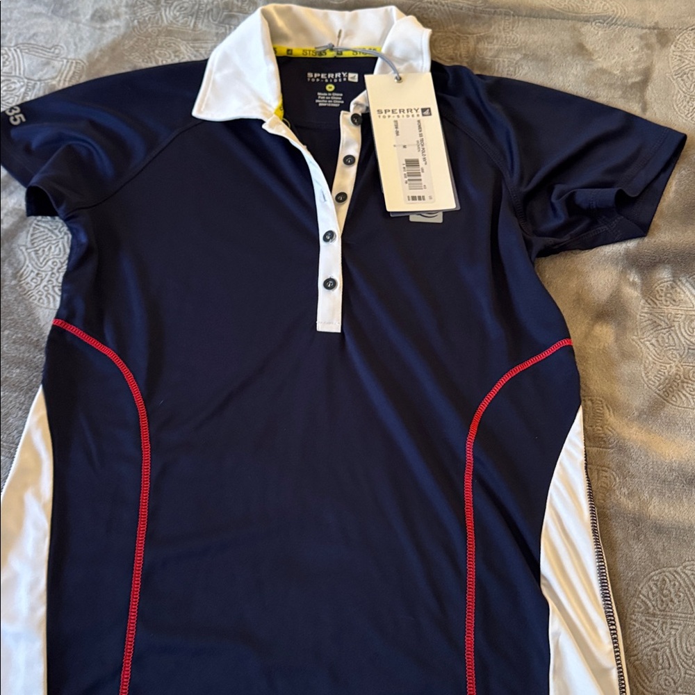 Sperry Navy Shirt with White and Red Details